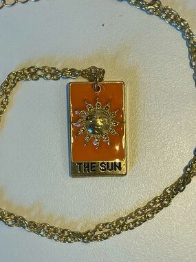 Delicate & Powerful Pendant of THE SUN Tarot Card w/ adjustable Choker Necklace
